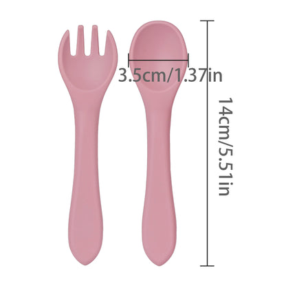 Soft Silicone Baby Spoon and Fork Set