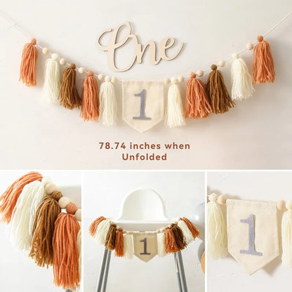 Baby Birthday Tassel Banner Milestone Party Decoration