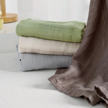Solid Color Bamboo Cotton Muslin Baby Swaddle Blanket