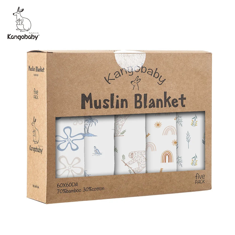 Bamboo Cotton Muslin Blanket and Burp Cloth Set