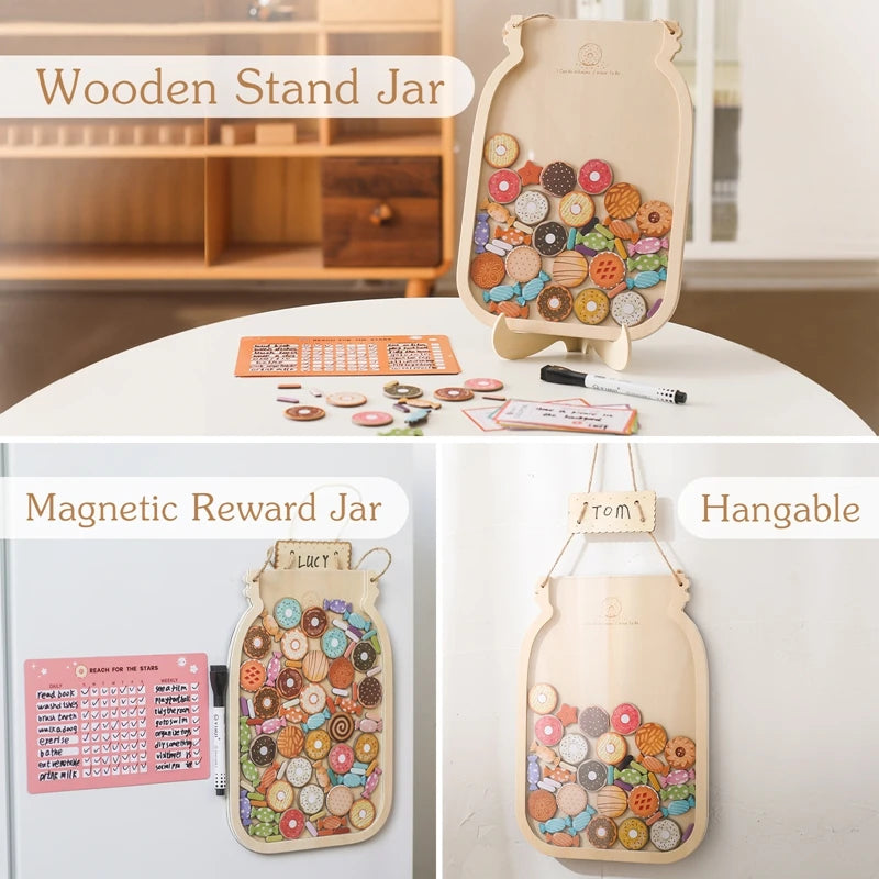 Kids Reward Jar with Stars and Dinosaur Chore Chart Gift