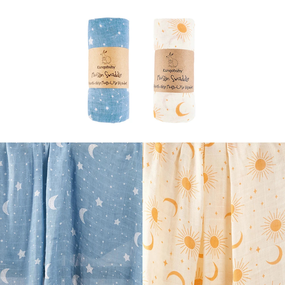Double Layer Cotton Muslin Swaddle Baby Blanket Set