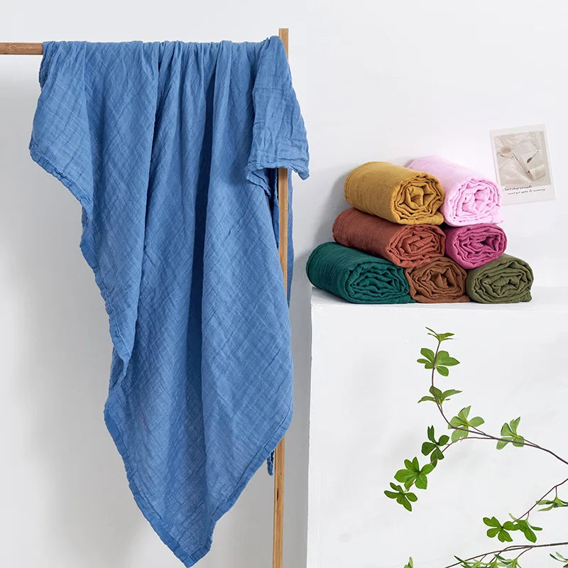 Solid Color Muslin Swaddle Baby Blanket Set