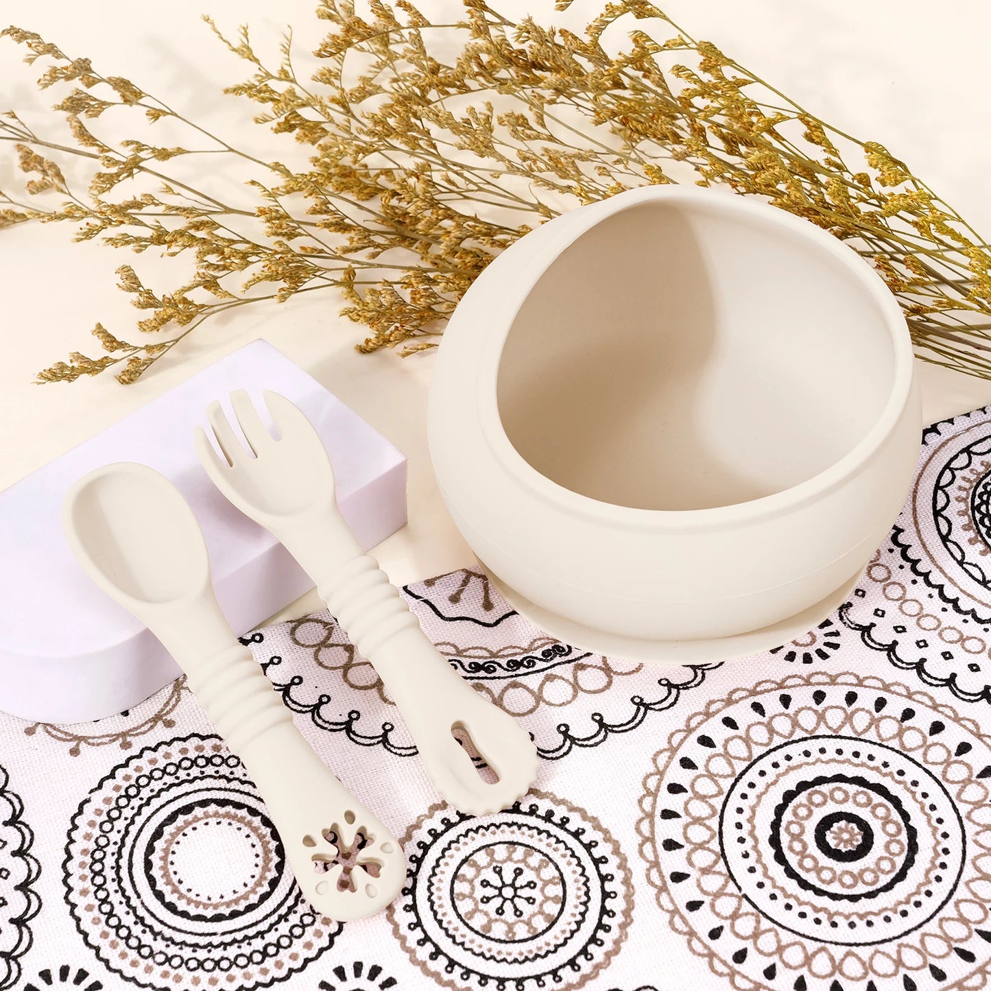 Baby Silicone Feeding Bowl and Spoon Training Set