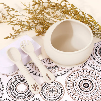 Baby Silicone Feeding Bowl and Spoon Training Set
