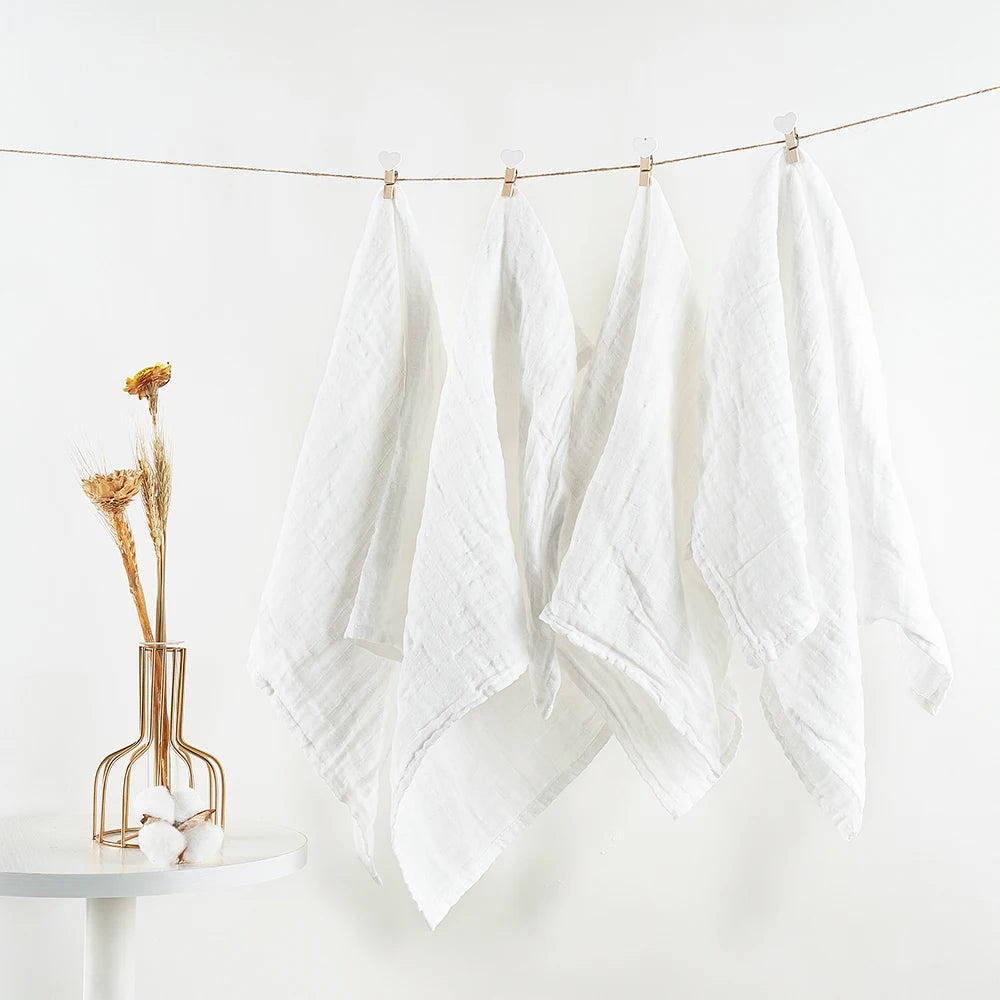 Cotton Muslin Baby Bib and Burp Cloth Scarf Set