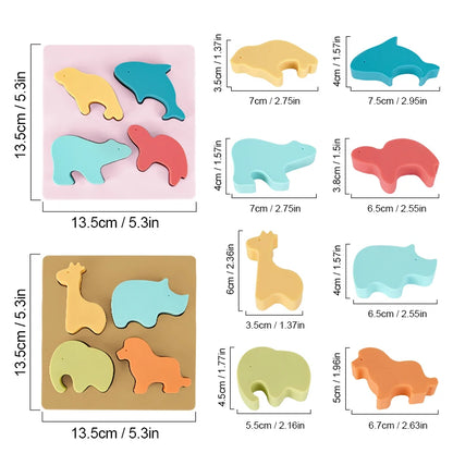 Montessori Silicone Puzzle Board with Geometric Shapes