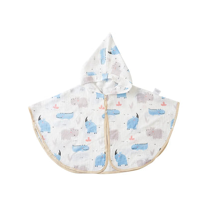 Cotton Muslin Hooded Baby Bath Towel Infant Swaddle