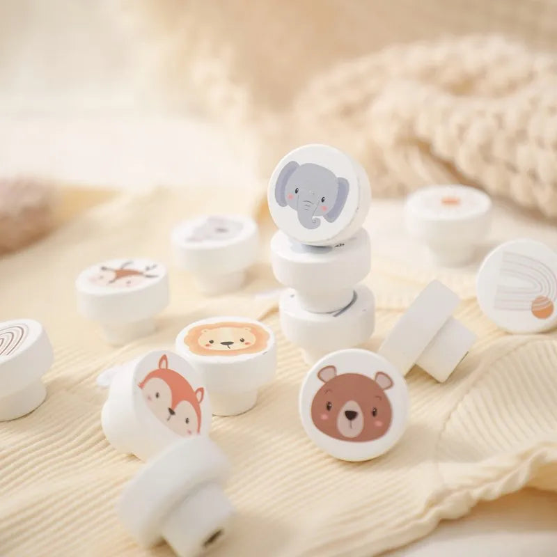 Wooden Drawer Knobs Cartoon Animal Rainbow Cloud Handles