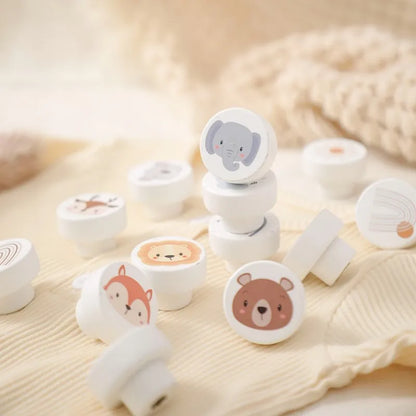 Wooden Drawer Knobs Cartoon Animal Rainbow Cloud Handles