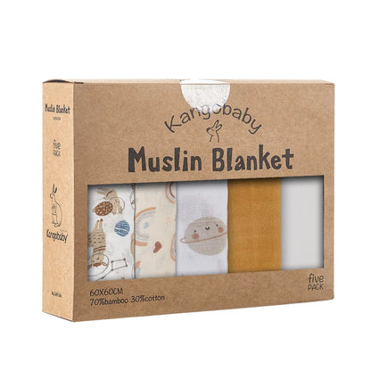 Multifunctional Cotton Muslin Baby Bib and Burp Cloth Pack