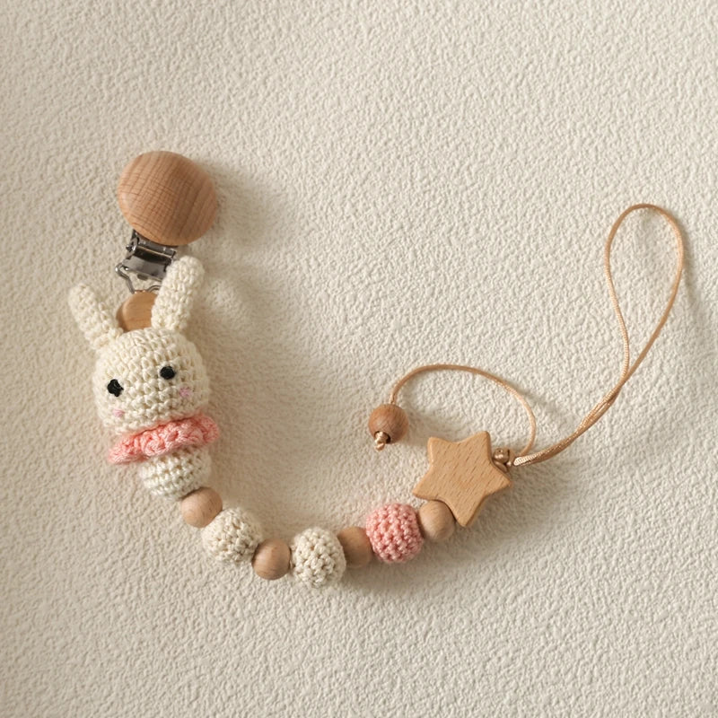 Baby Pacifier Chain Crochet Rabbit Handmade Holder Clip
