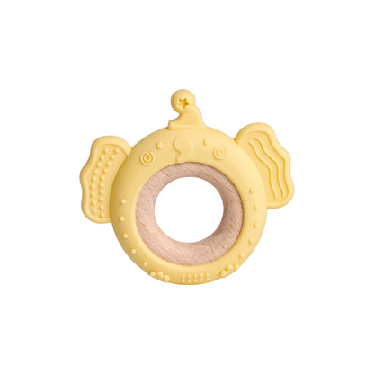 Baby Silicone Frog and Deer Wooden Teether Pendant