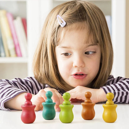Montessori Wooden Barrel Doll Toys Color Matching Game