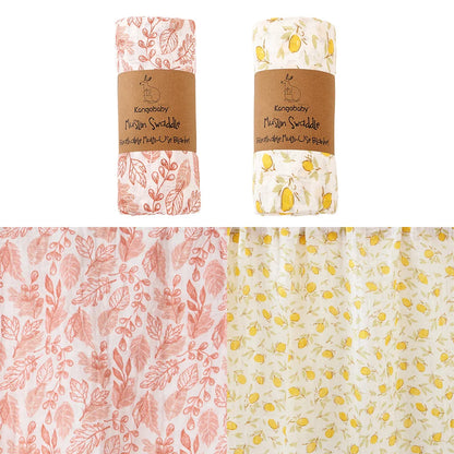 Floral Muslin Swaddle Blanket Set Colorful Design