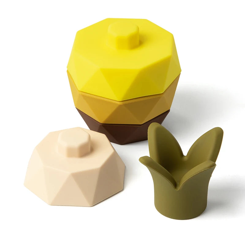 Silicone Fruit Building Block Stacking Toy for Babies