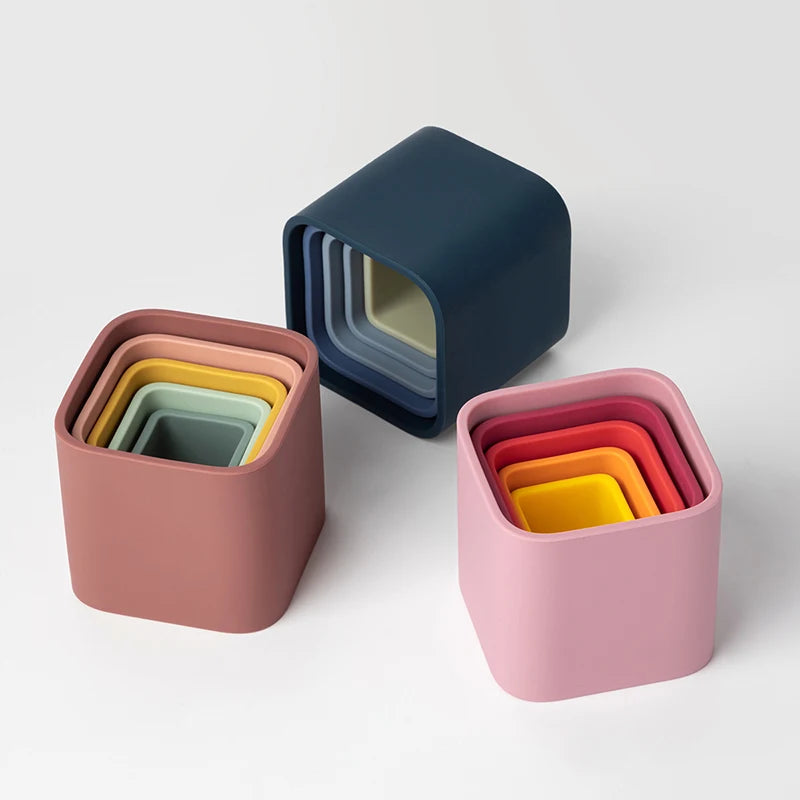 Silicone Stacking Cups Educational Bath Toys for Toddlers