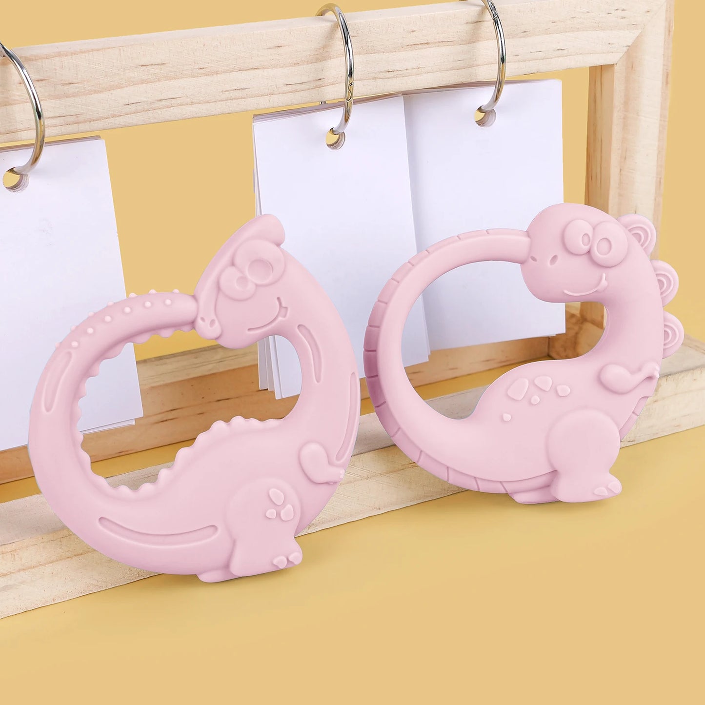 Silicone Dinosaur Teething Rings for Babies