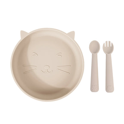 Baby Feeding Set Silicone Plate Spoon Fork Training Tableware
