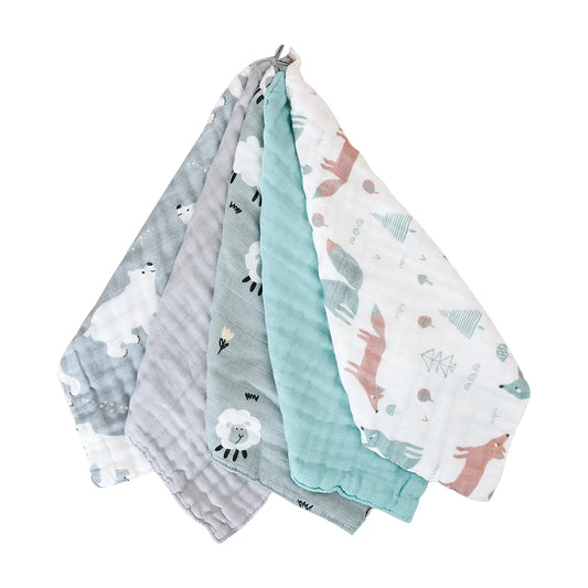 Bamboo Cotton Muslin Baby Towel and Burp Cloth Pack
