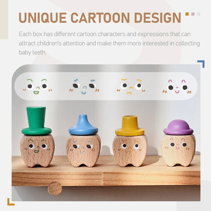 Baby Tooth Box Wooden Milk Teeth Storage Organizer Keepsake
