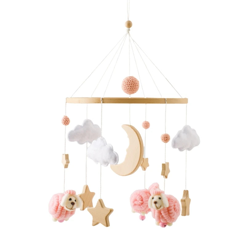Wooden Cloud Bed Bell Bracket Mobile Holder for Newborns