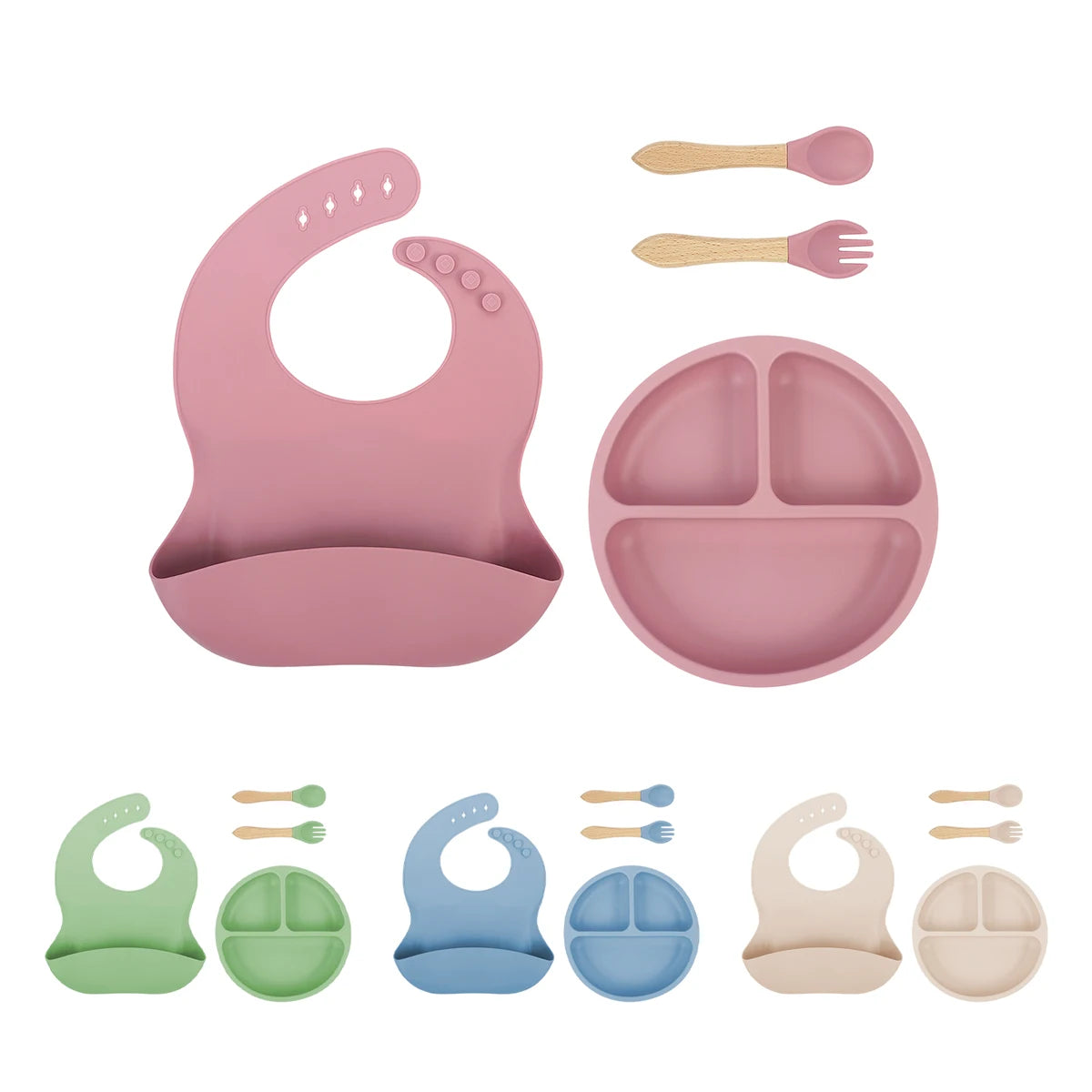 Colorful Baby Silicone Feeding Tableware Set
