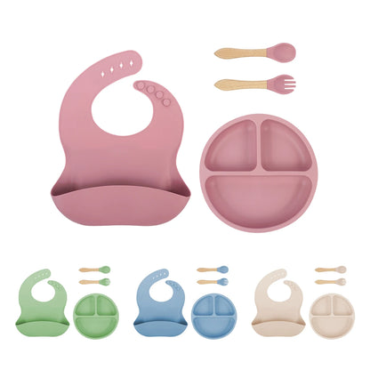 Colorful Baby Silicone Feeding Tableware Set