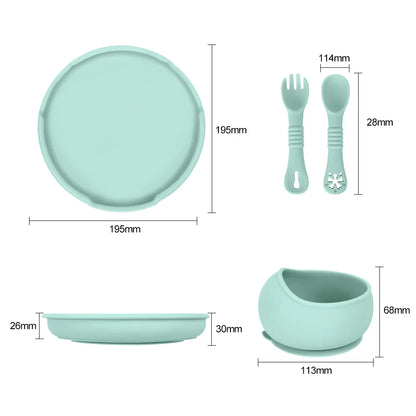 Baby Silicone Tableware Set with Bowl Spoon Fork
