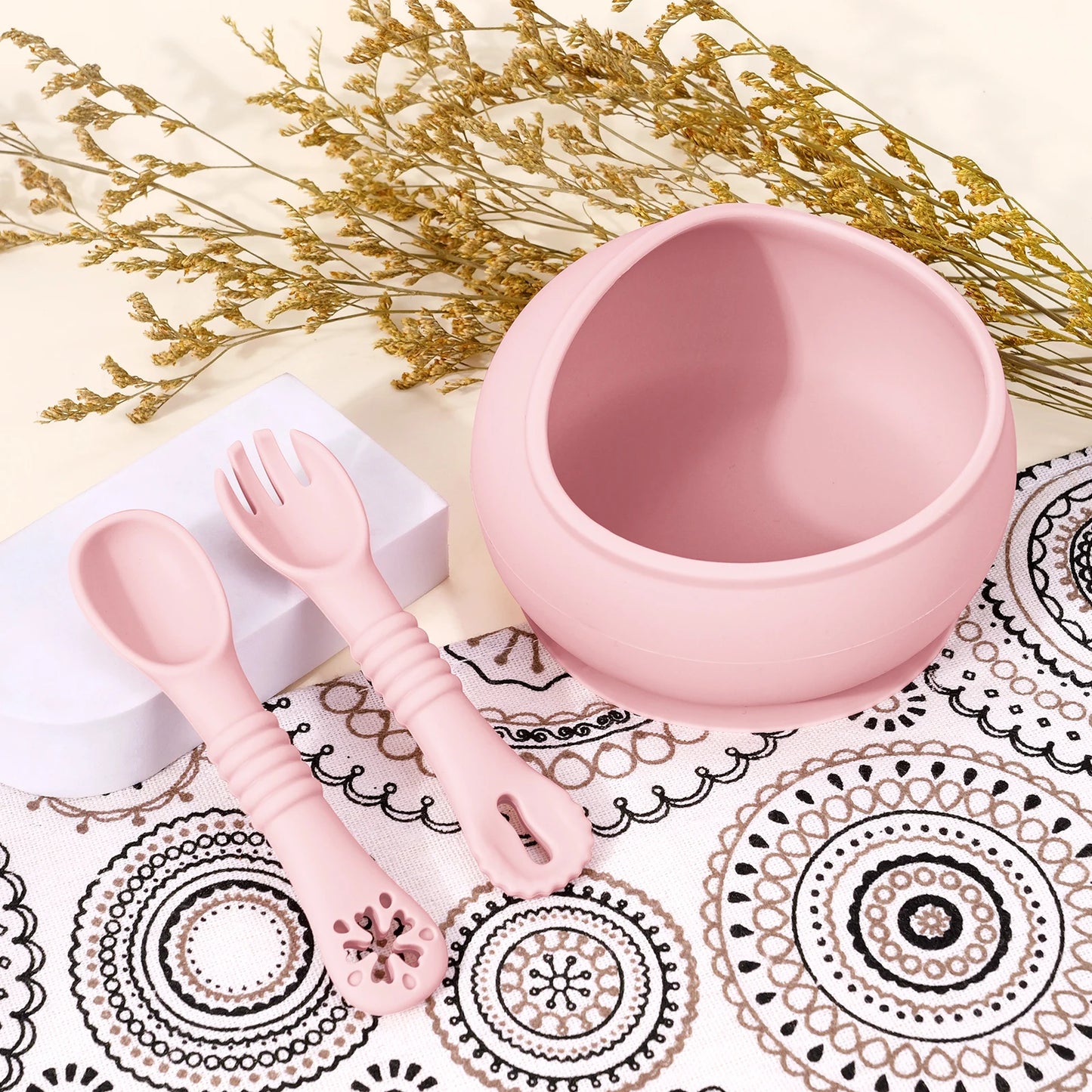 Baby Silicone Feeding Bowl and Spoon Training Set