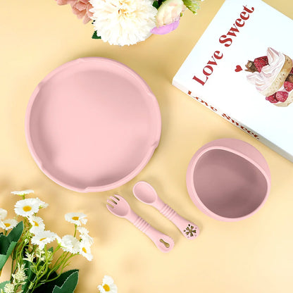 Baby Silicone Tableware Set with Bowl Spoon Fork