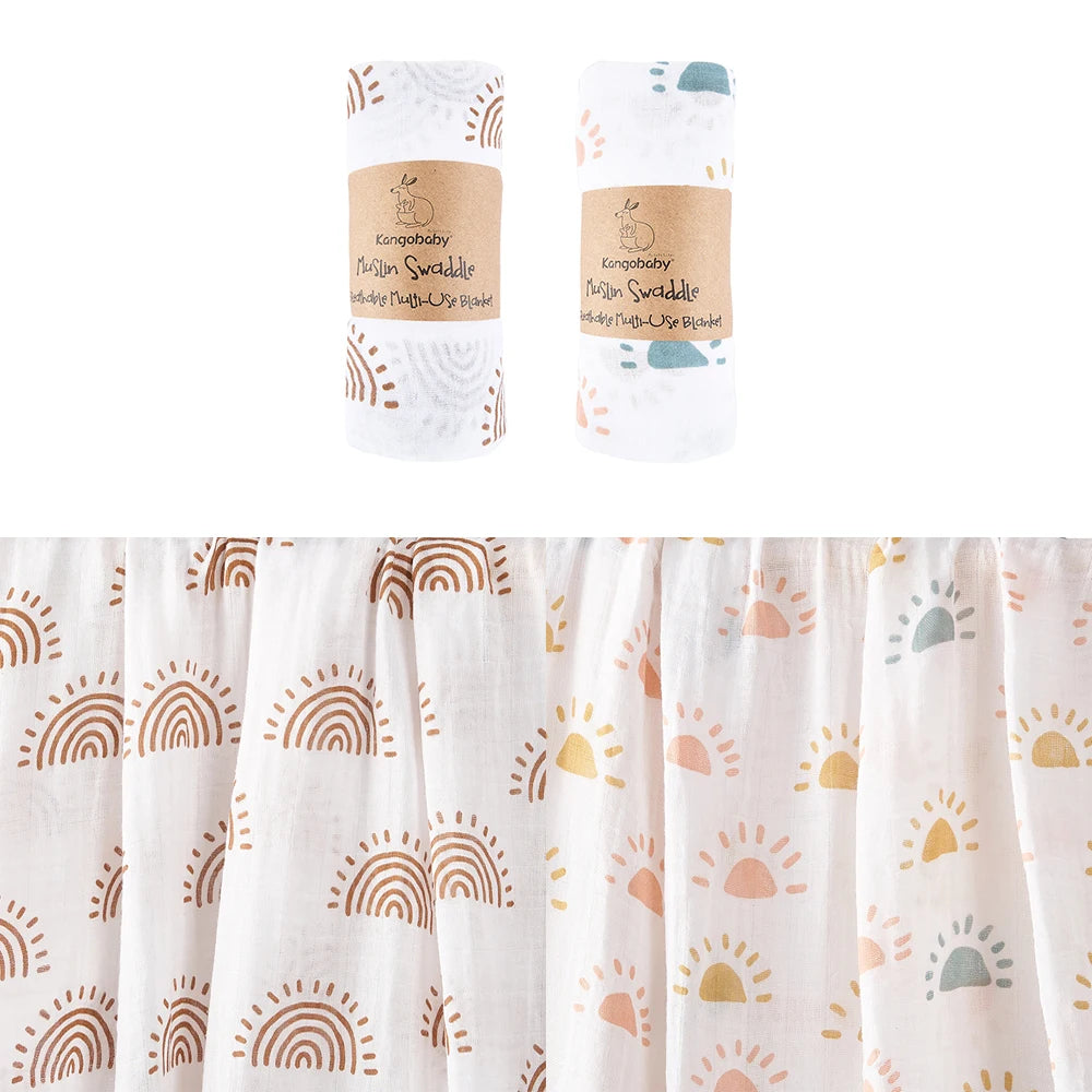 Floral Muslin Swaddle Blanket Set Colorful Design