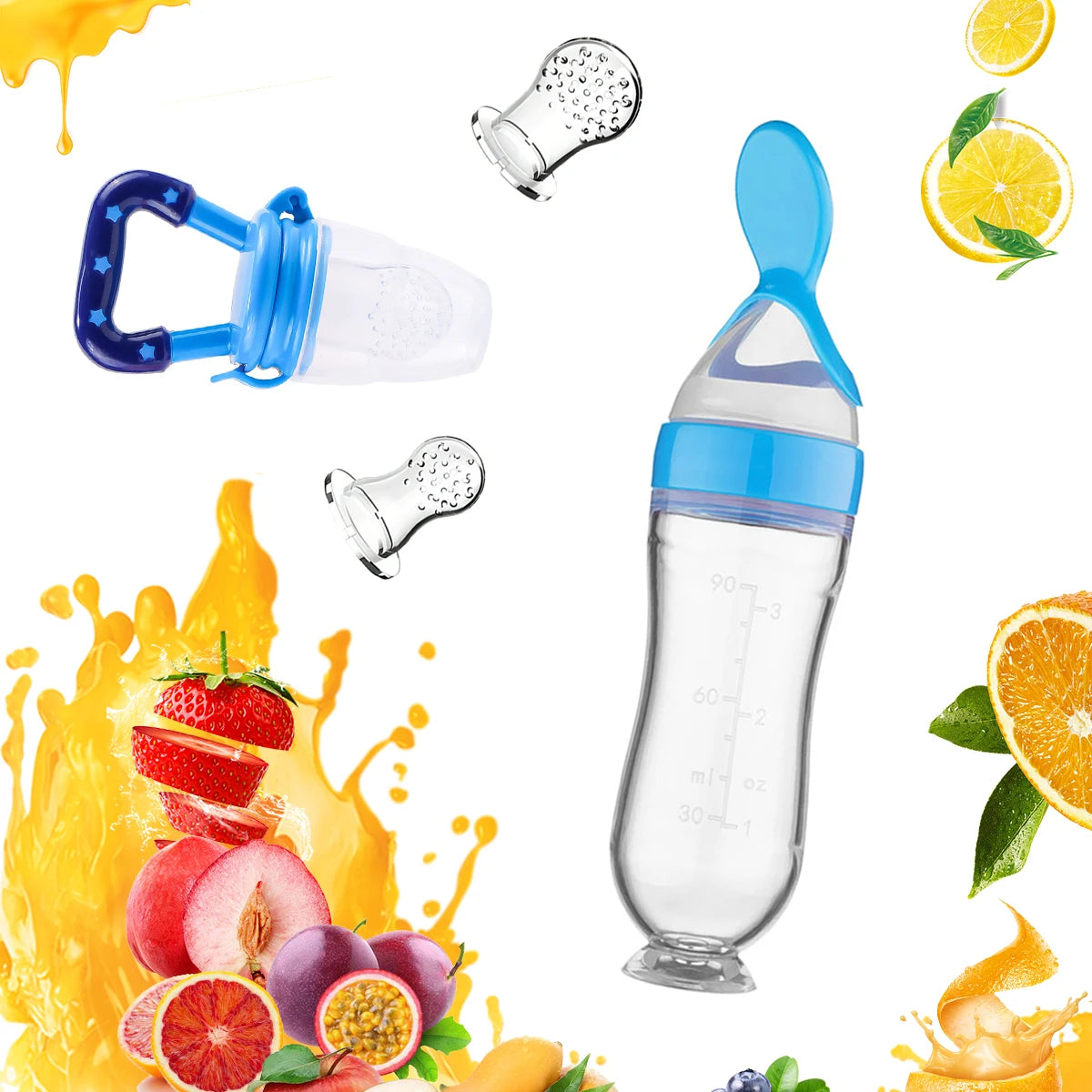 Baby Bottle Feeder with Silicone Spoons
