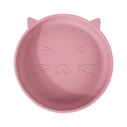 Silicone Baby Plate Cartoon Cat Feeding Bowl Kids Dishes