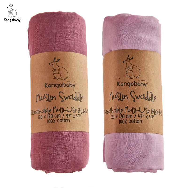 Solid Color Muslin Swaddle Baby Blanket Set