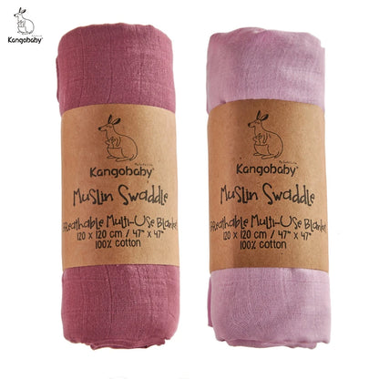 Solid Color Muslin Swaddle Baby Blanket Set