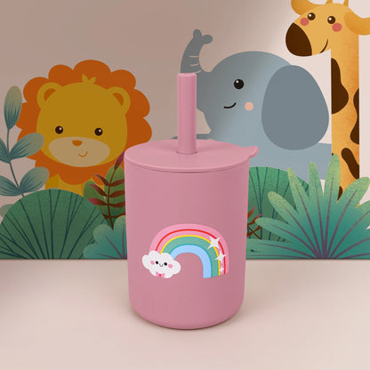 Silicone Baby Straw Cup Leakproof Toddler Water Bottle