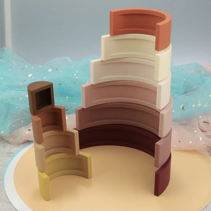 Silicone Rainbow Stacking Toy Montessori Puzzle Set