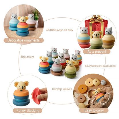 Soft Silicone Building Blocks and Teething Rattles for Babies