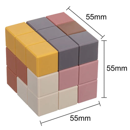 Silicone Baby Building Block Teether Educational Toy Set