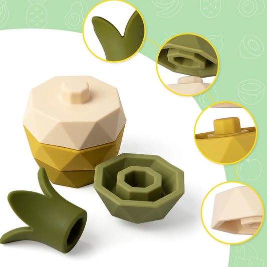 Silicone Fruit Building Block Stacking Toy for Babies