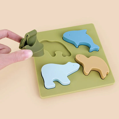 Montessori Silicone Puzzle Board with Geometric Shapes