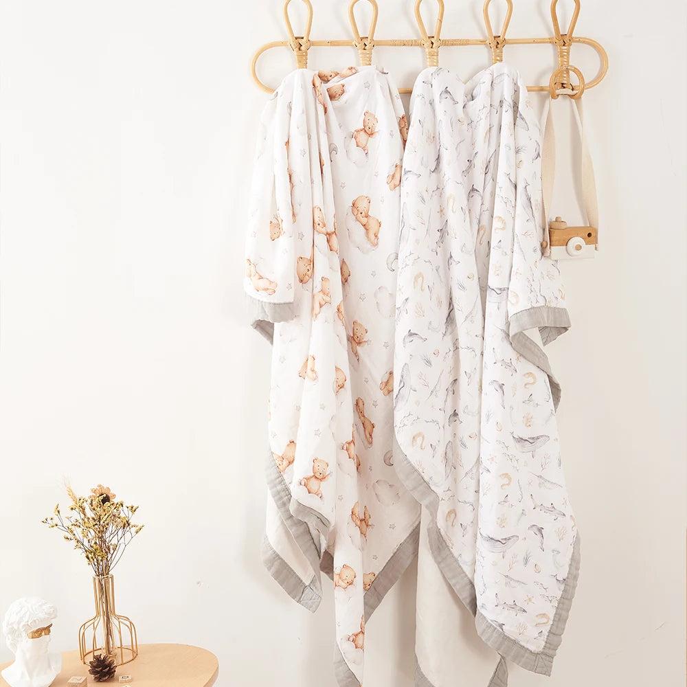 Thicker Bamboo Cotton Muslin Swaddle Baby Quilt