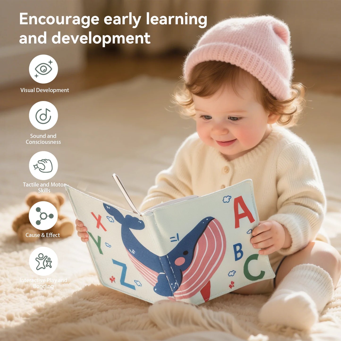 Baby Cloth Book Early Education English Word Learning Toy