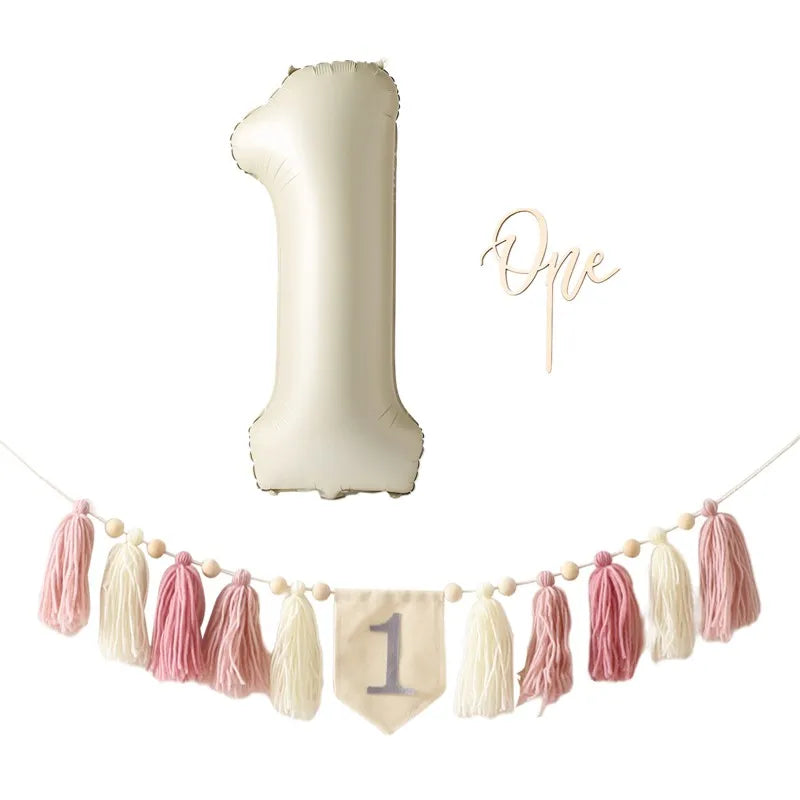 Baby Birthday Tassel Banner Milestone Party Decoration