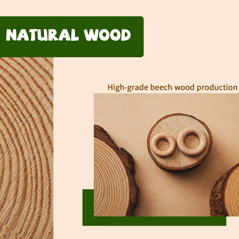 Wooden Rings DIY Teething Toys Smooth Maple Wood