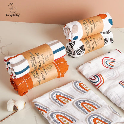 Double Layer Cotton Muslin Swaddle Baby Blanket Set