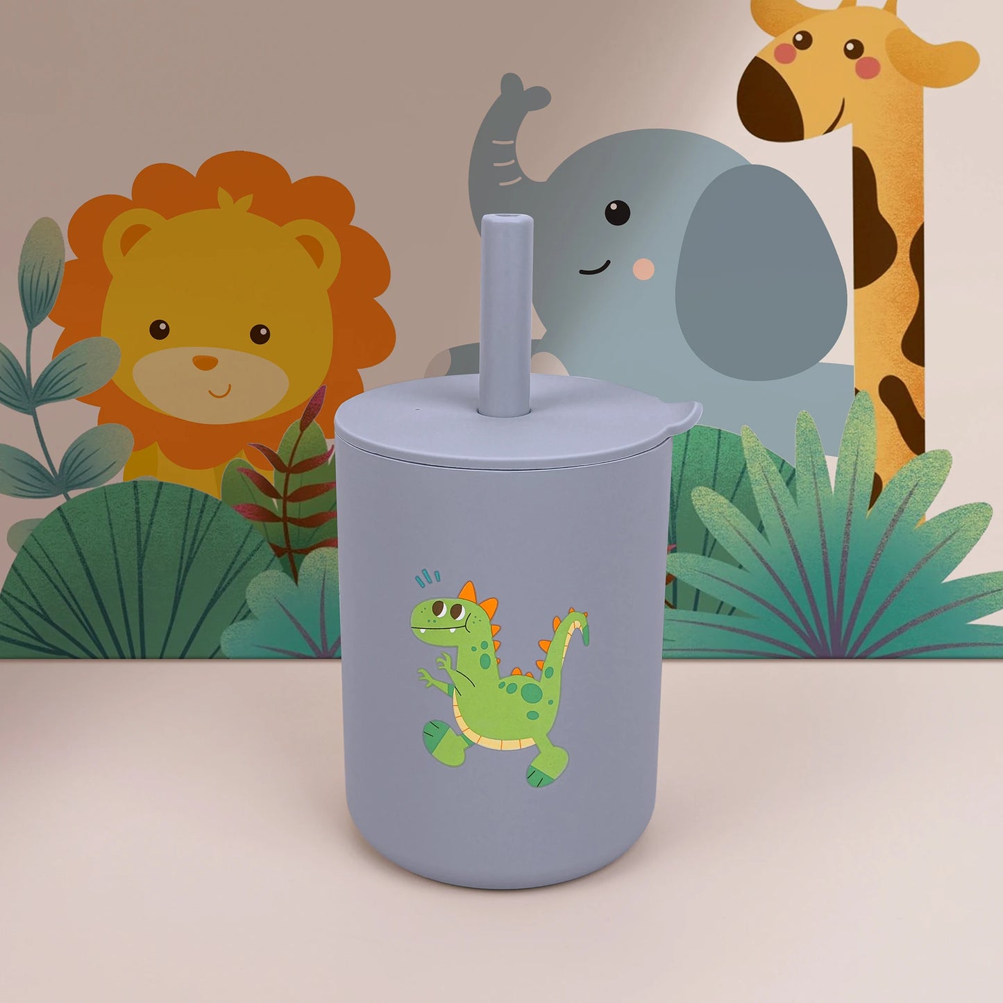 Silicone Baby Straw Cup Leakproof Toddler Water Bottle