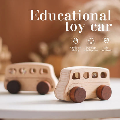 Wooden Cartoon Car Bus Montessori Push Toys Baby Gift