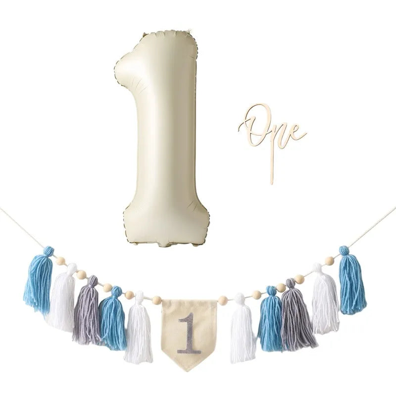 Baby Birthday Tassel Banner Milestone Party Decoration